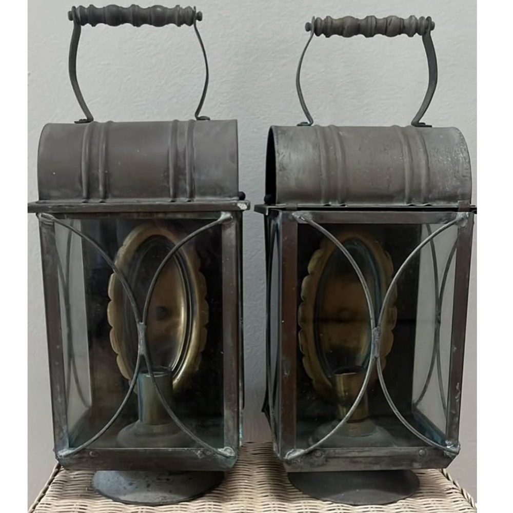 Colonial Revival Lantern 80s pair wall or Table top